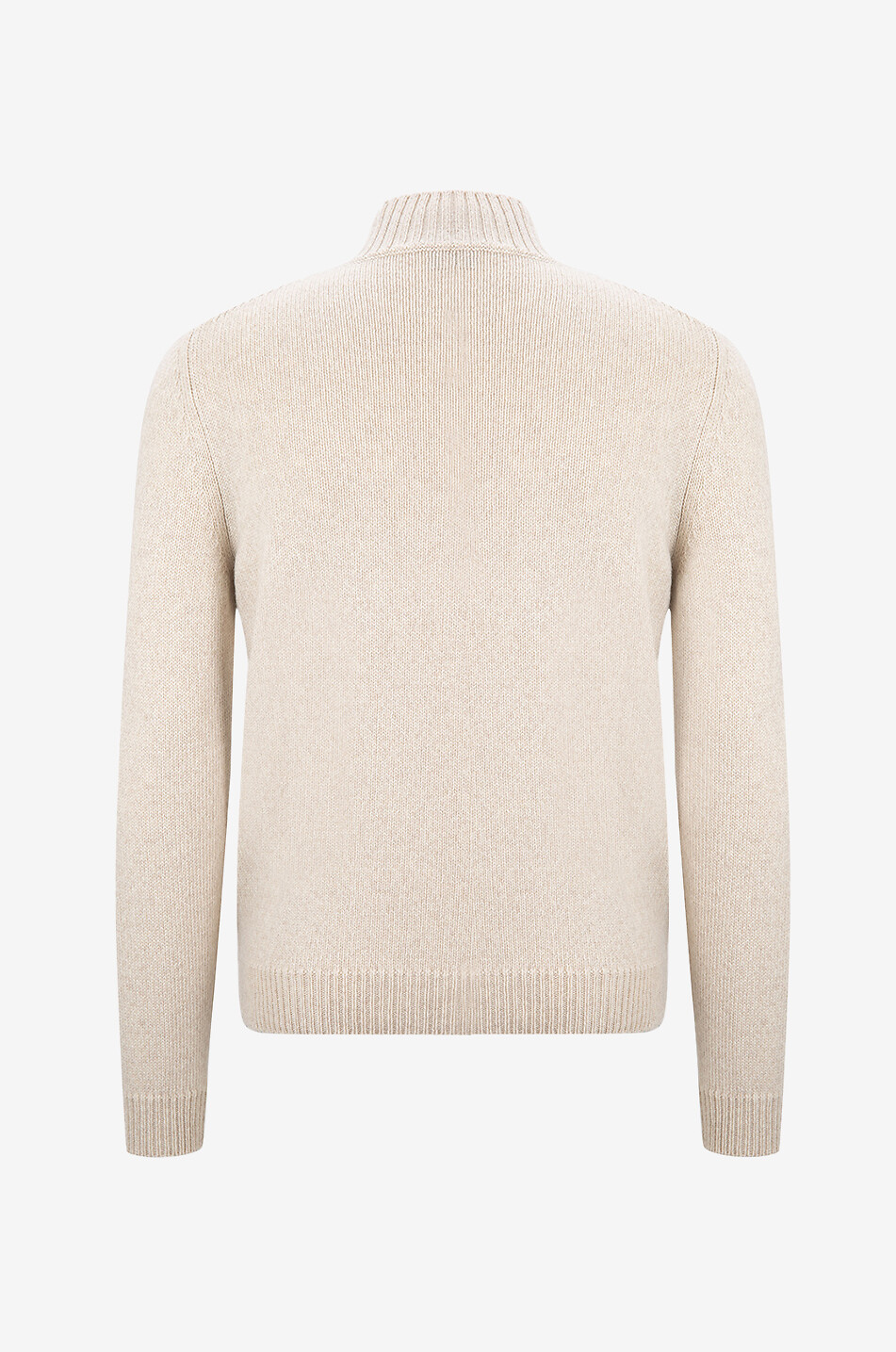 FEDELI Half-zip stand-up collar cashmere jumper with suede piping Men Light beige 2
