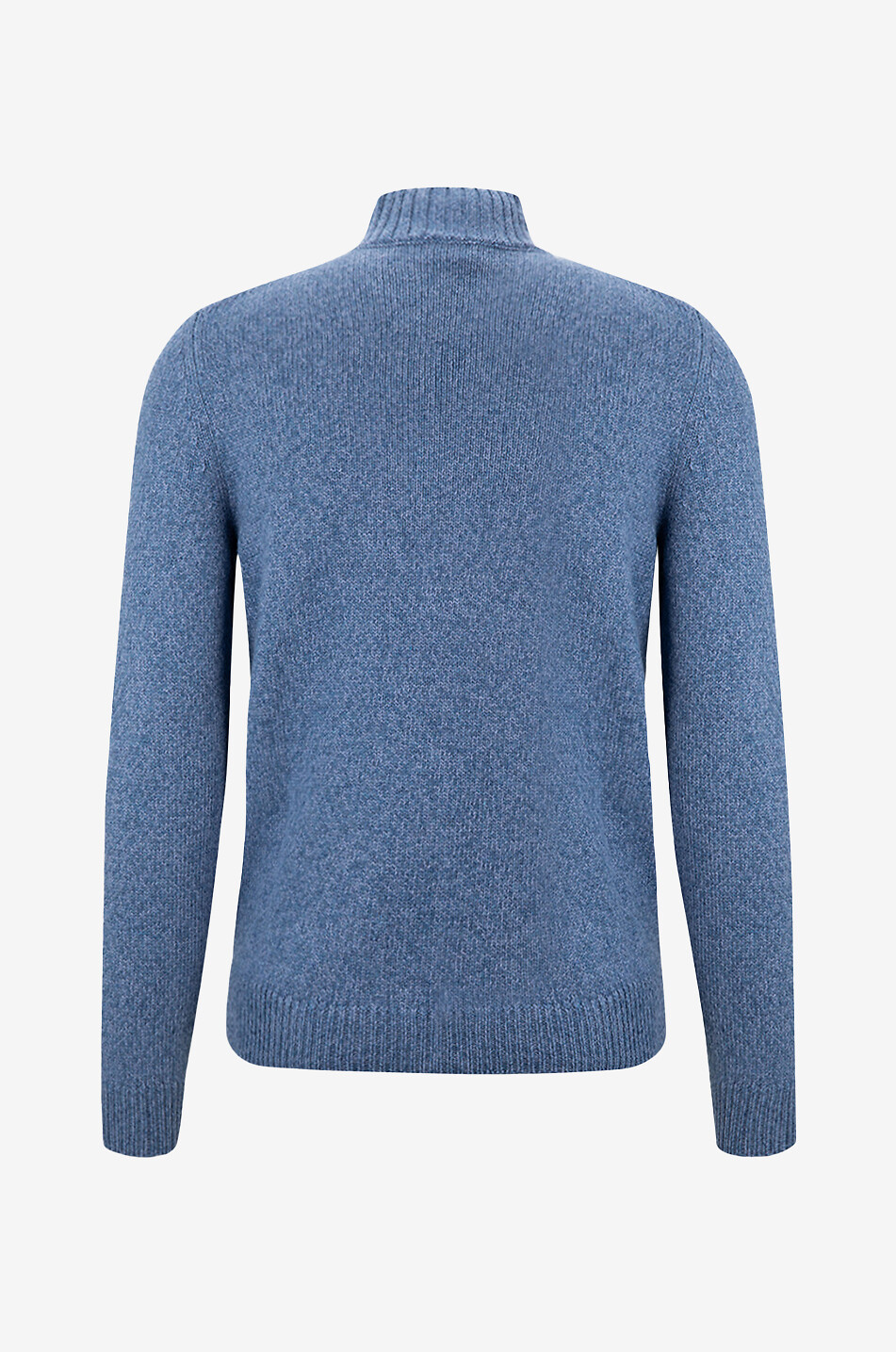 FEDELI Pull en cachemire à col montant zippé et passepoil daim Homme BLEU MOYEN 2