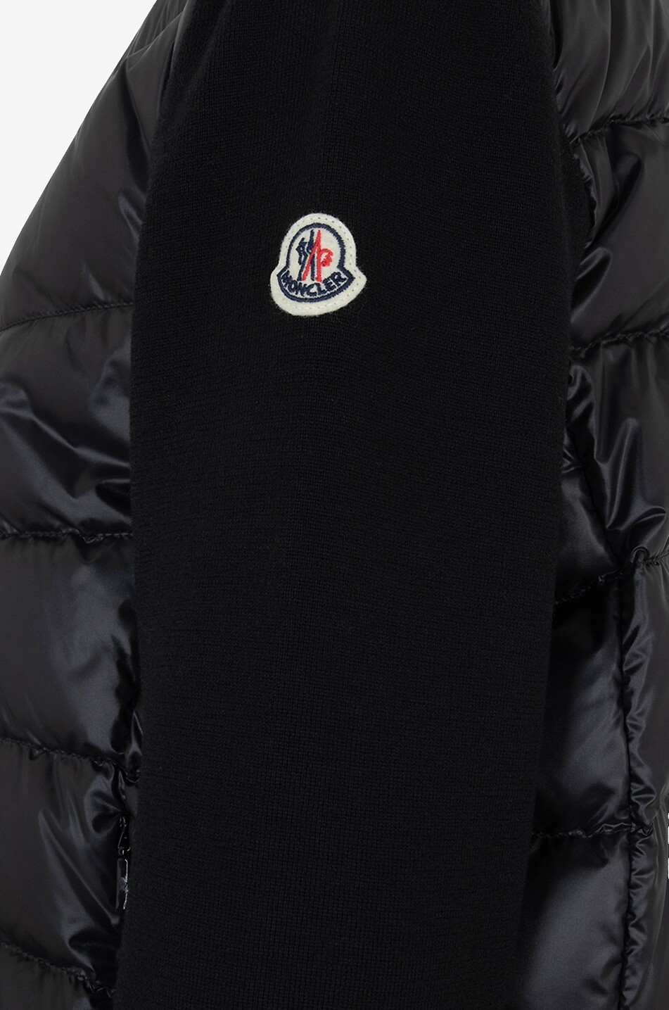 MONCLER Bi-material cardigan with stand-up collar and cargo pocket Women BLACK 3