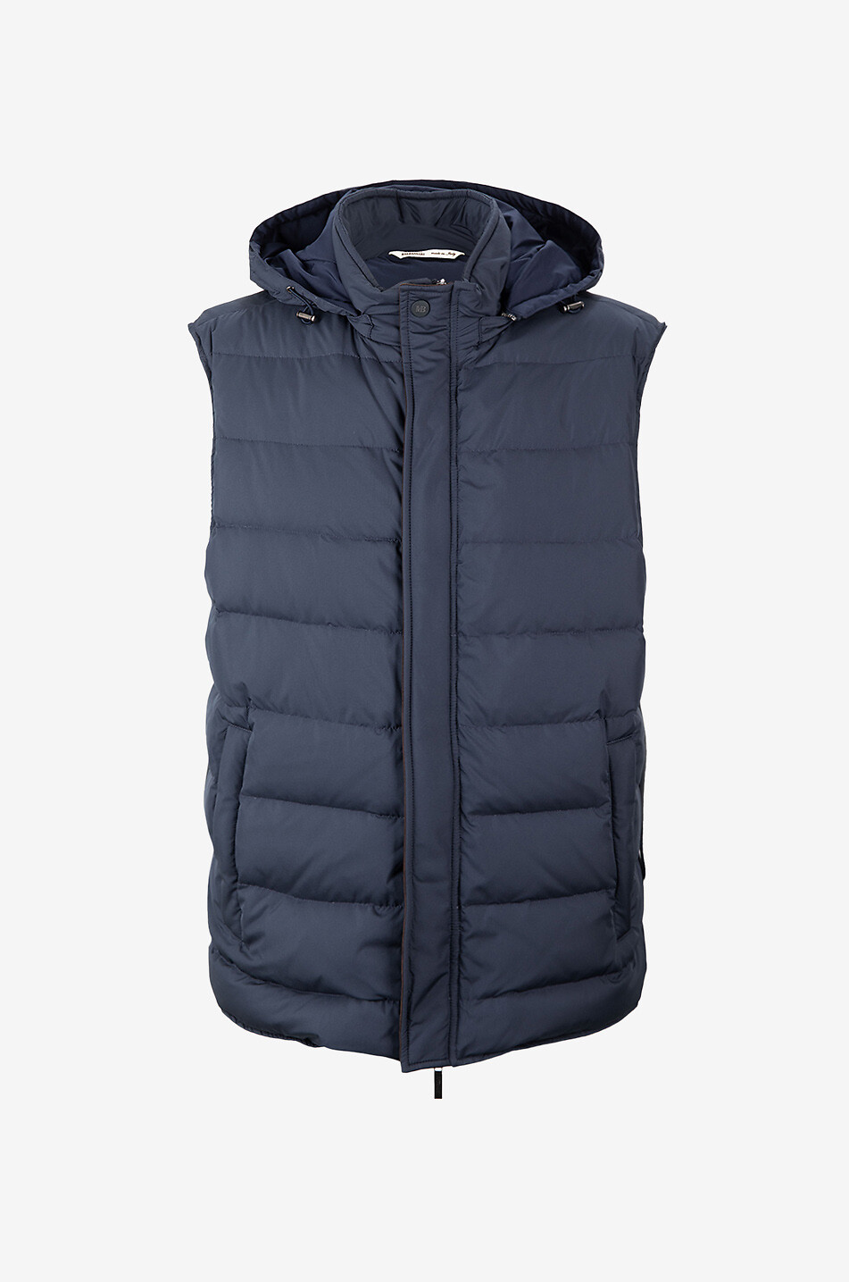 Hooded sleeveless down jacket