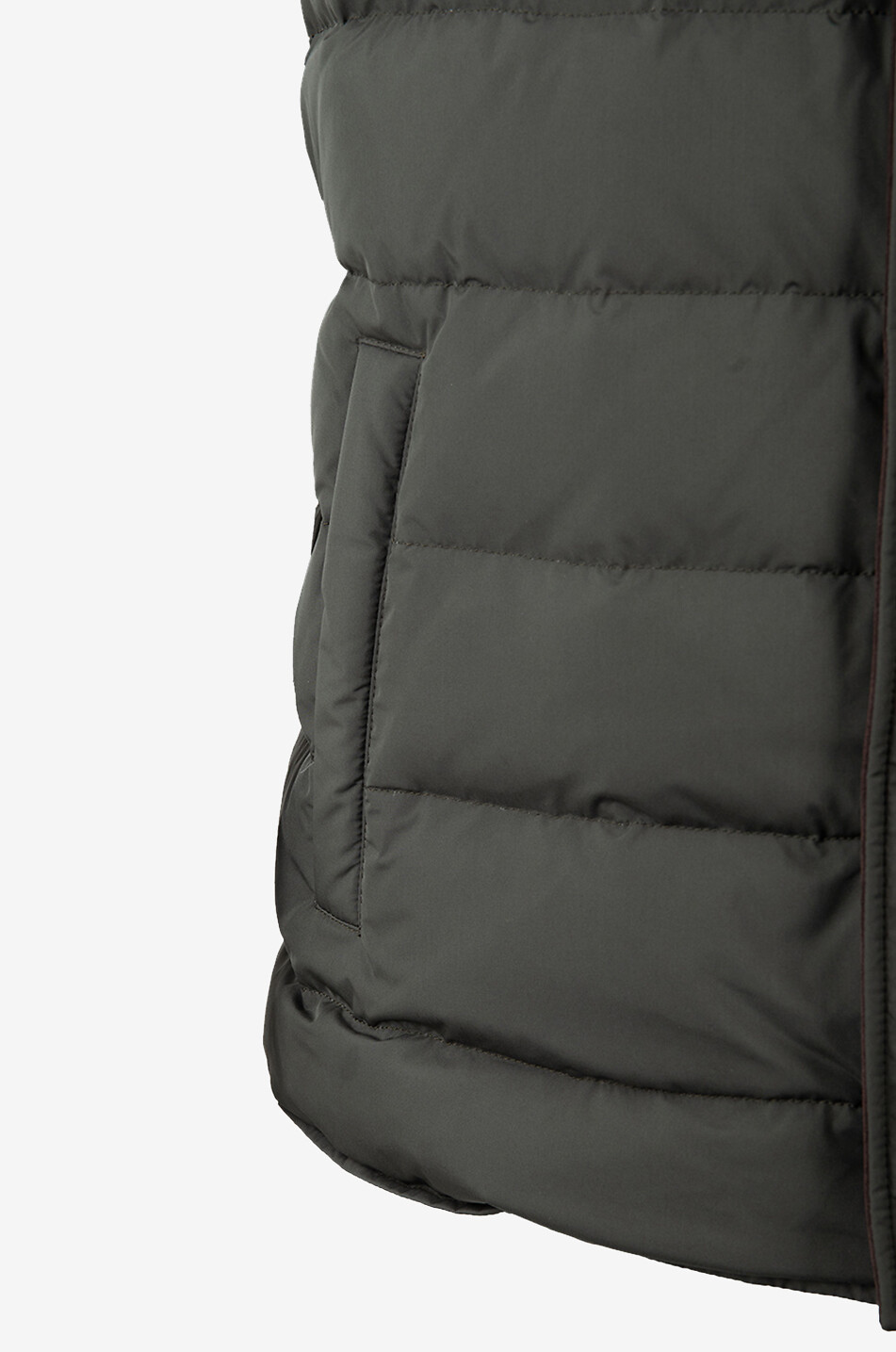 Hooded sleeveless down jacket