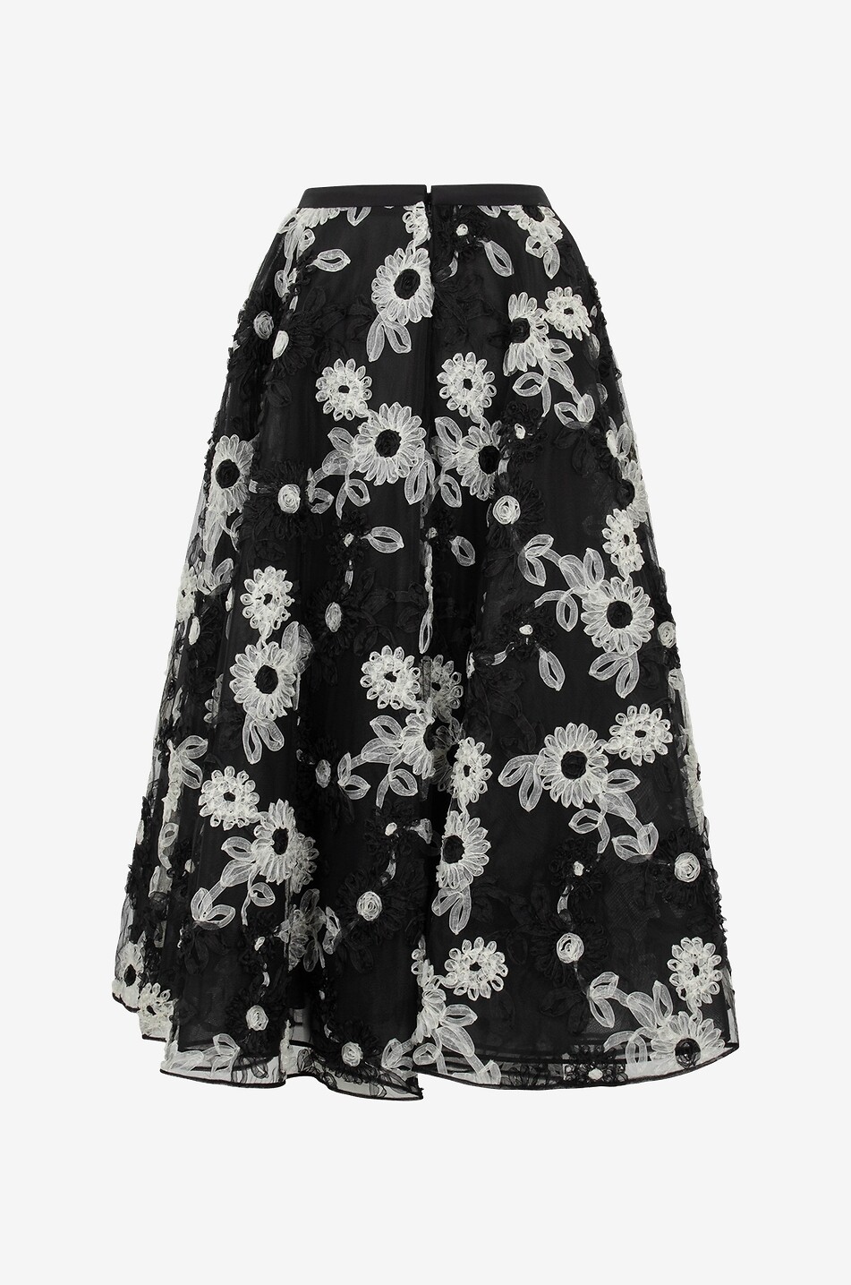 Floral tulle falred tulle midi skirt