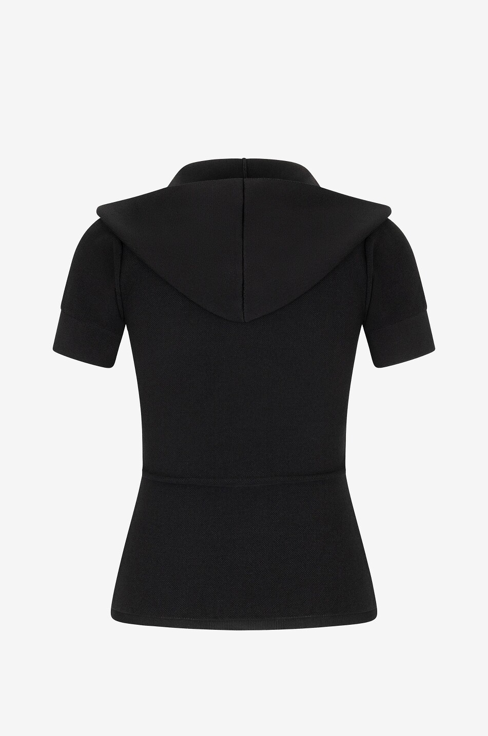 ALAÏA Hooded figure-hugging piqué knit polo shirt Women BLACK 2