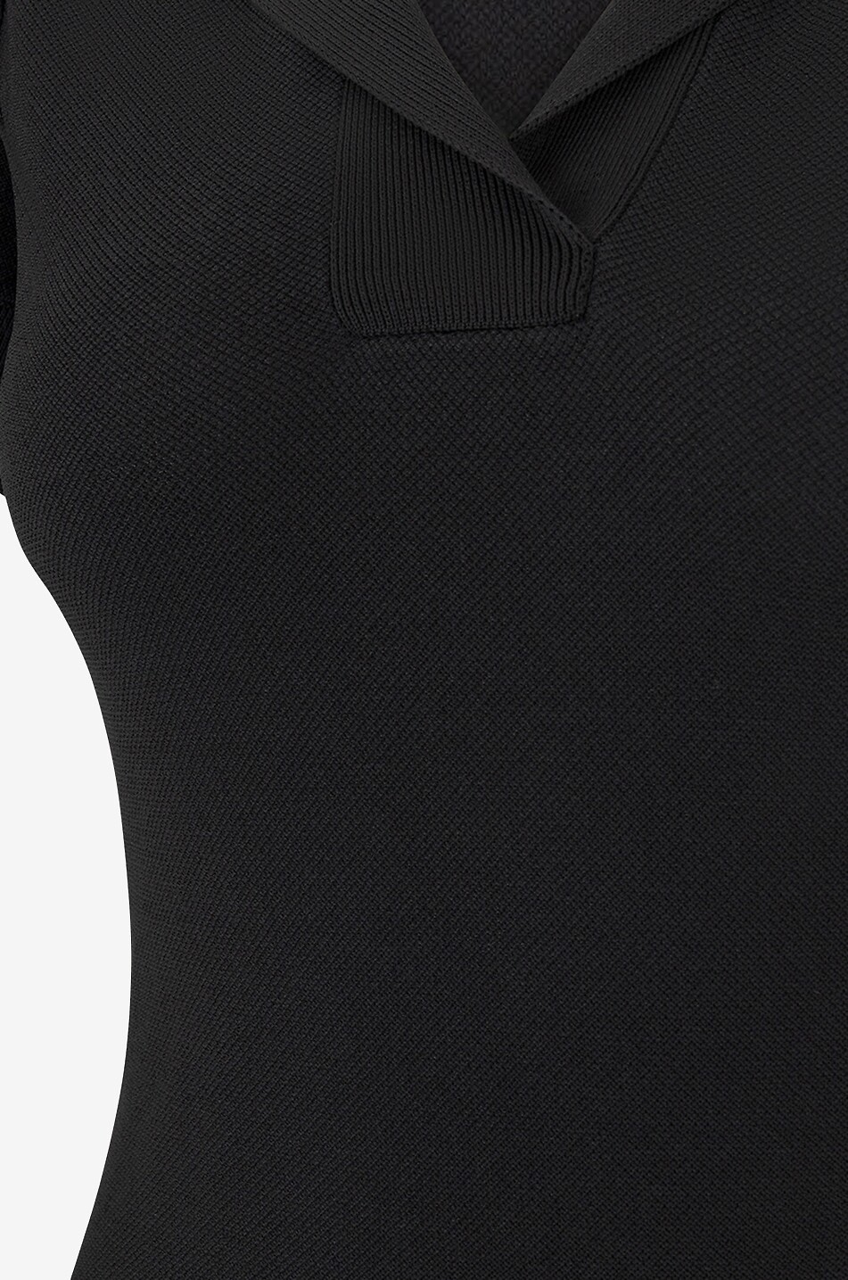 ALAÏA Hooded figure-hugging piqué knit polo shirt Women BLACK 3