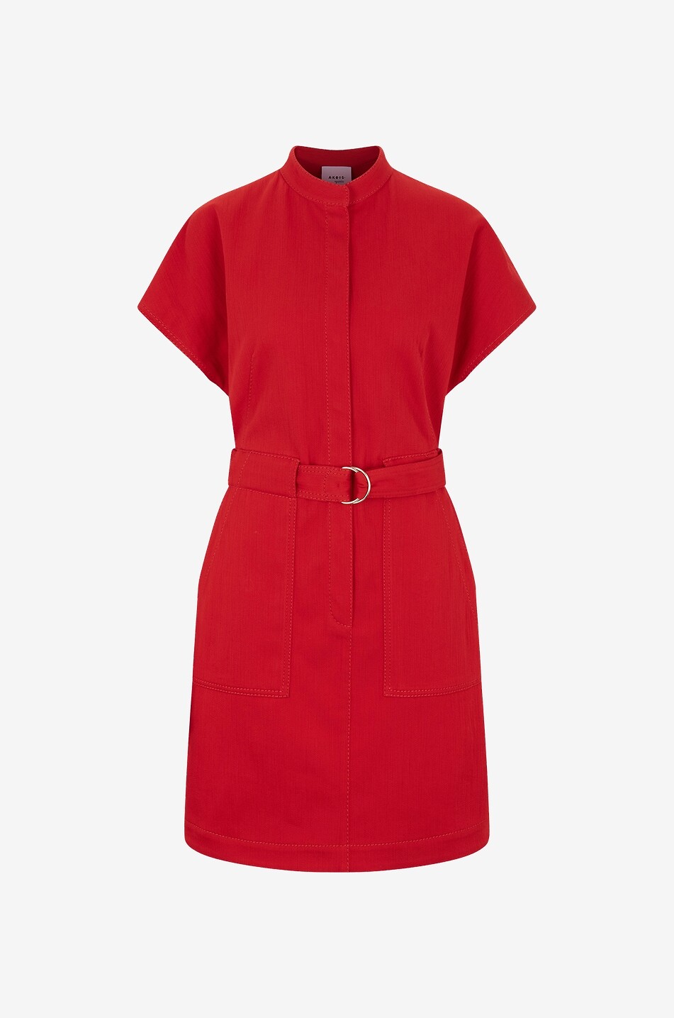 Robe courte en denim sans manches avec ceinture