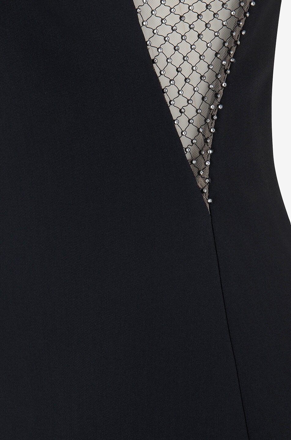Ärmelloses Abendkleid aus Crêpe und Tüll mit Kristallen