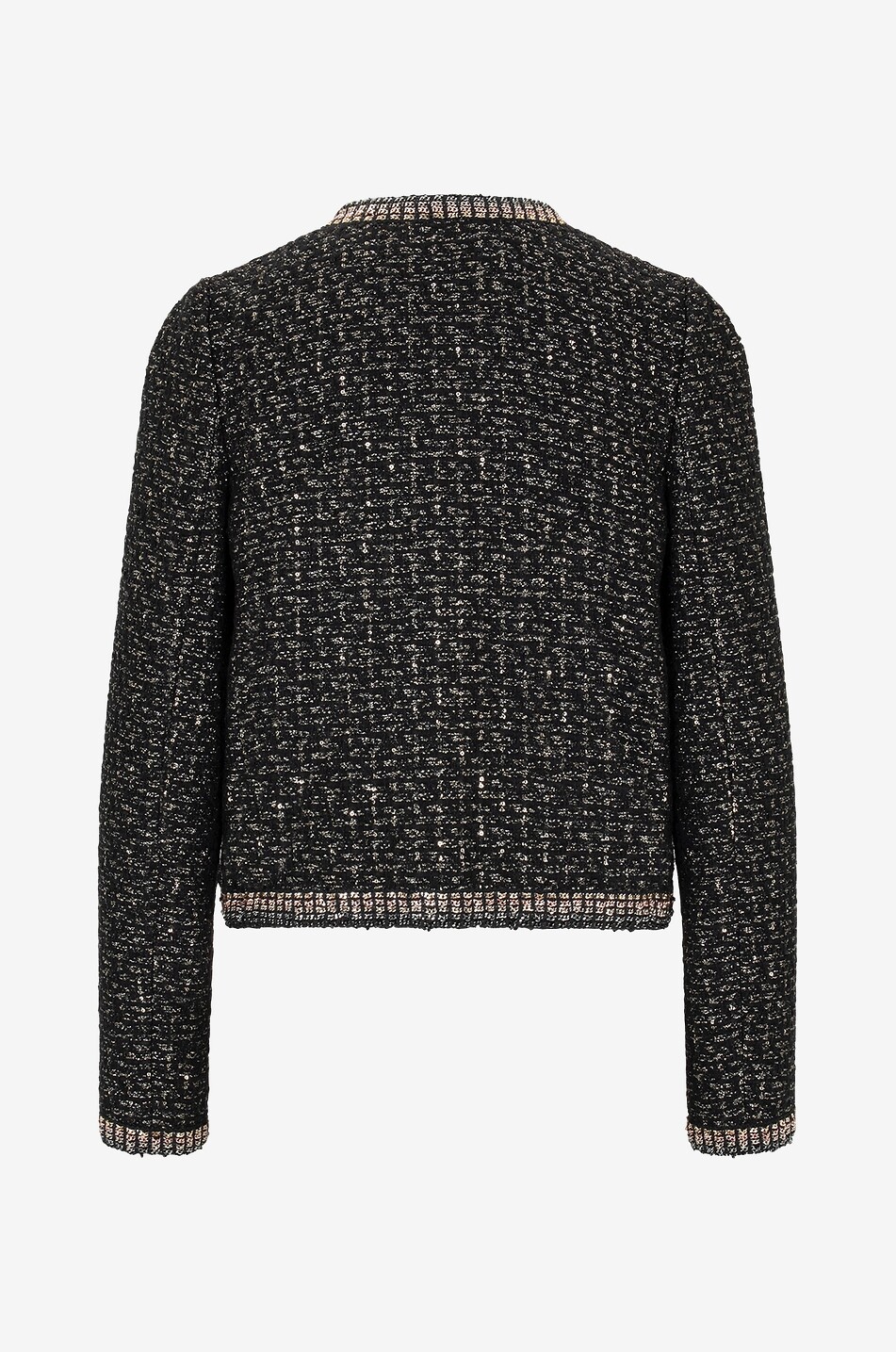 Tweed-Kostümjacke mit Pailletten und Ketten