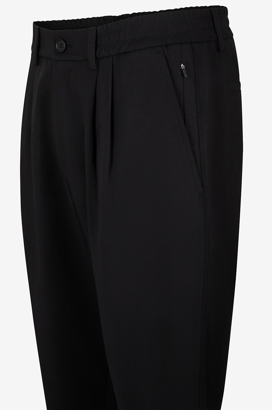 ALPHA TAURI Pavo V1.Y7.02 cropped relaxed trousers with waistband tucks Men BLACK 3