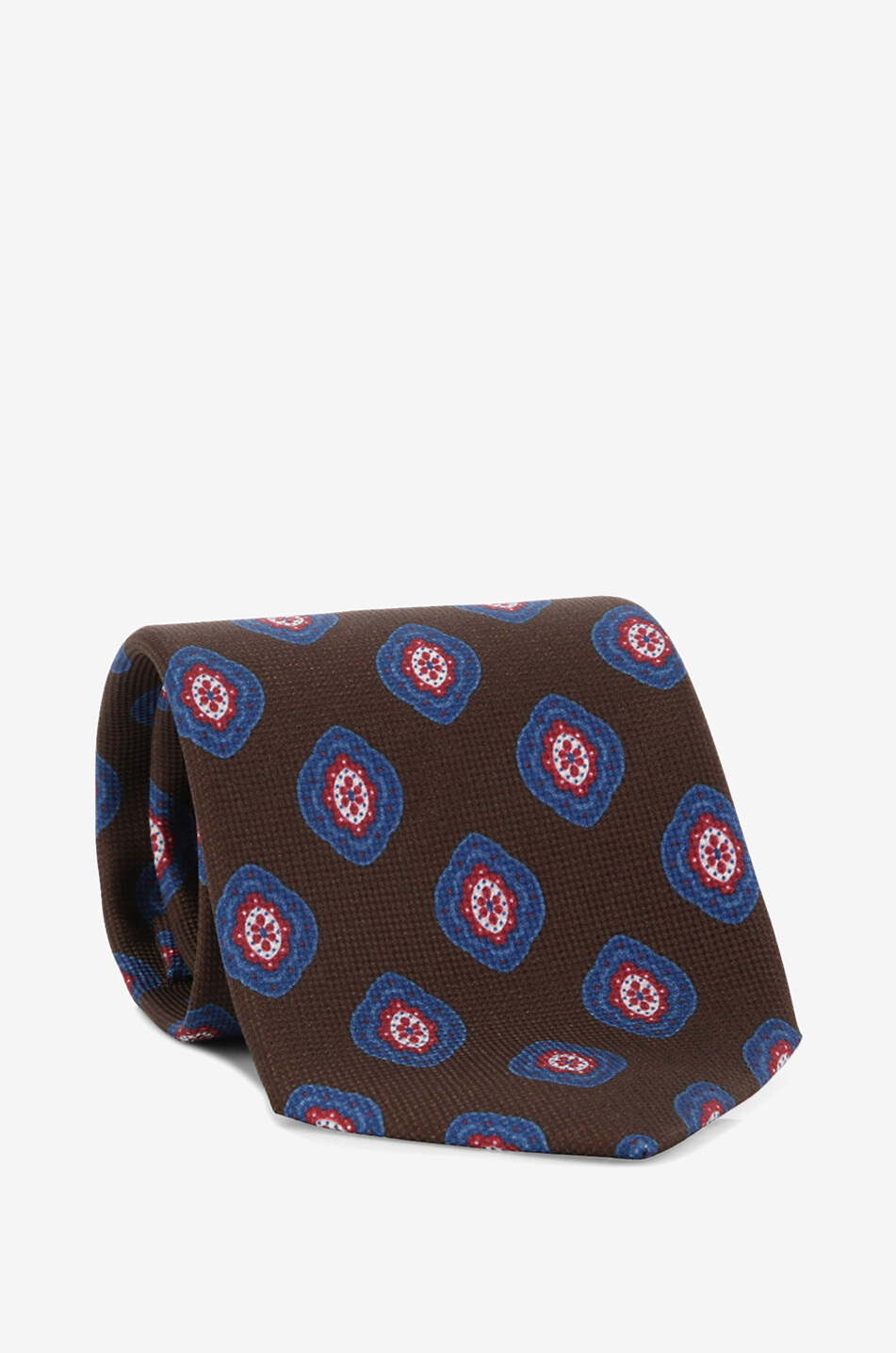 BIGI CRAVATTE Nilo medallion-printed silk tie Men BROWN 1