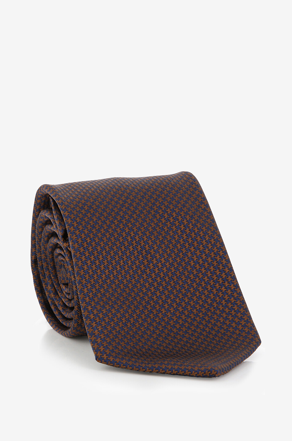 BIGI CRAVATTE Cravate en soie motif pied-de-poule Taro Homme MARRON 1