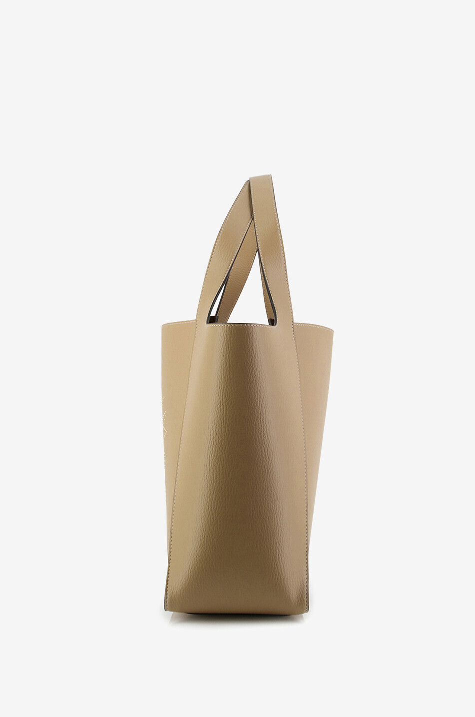 STELLA McCARTNEY STELLA Logo Large studded grained leather tote bag Women CAMEL 5