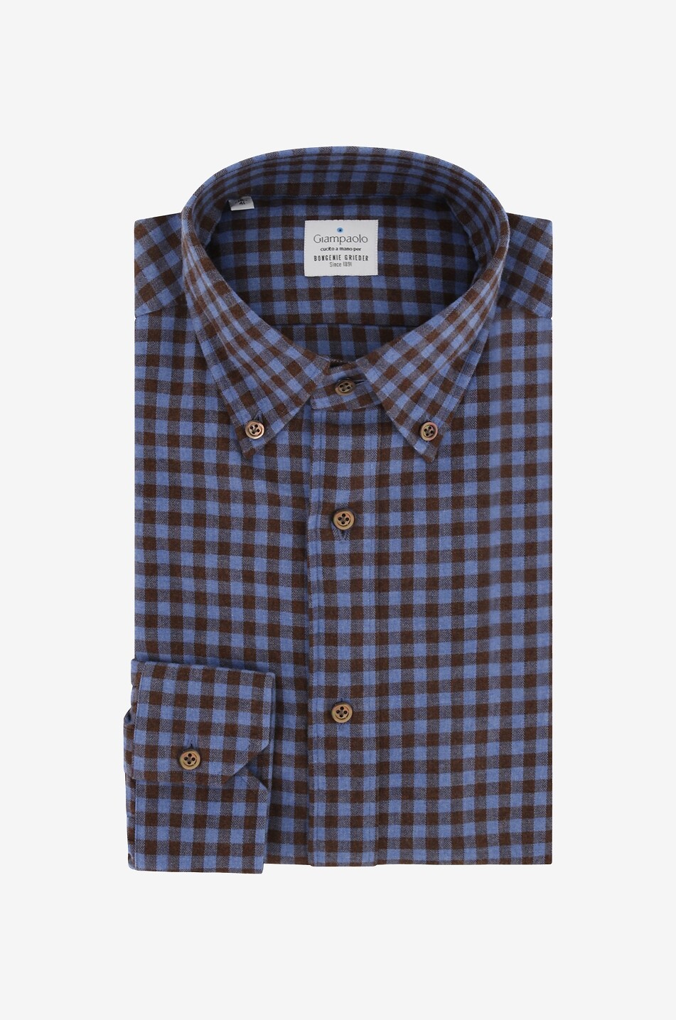 GIAMPAOLO Gingham check flannel shirt Men MEDIUM BLUE 1