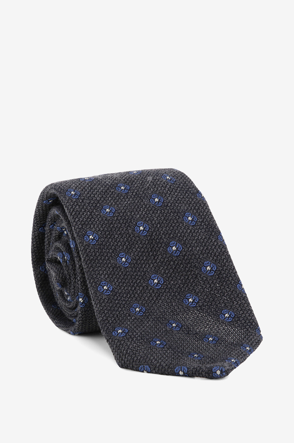 Loira flower-patterned woven wool and silk tie