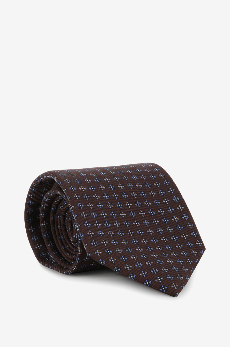 BIGI CRAVATTE Nilo silk tie with bicolour floral embroideries Men DARK BROWN 1