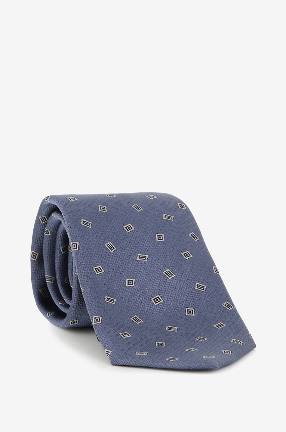 Krawatte aus Seide mit Fischgrat-Textur und Rechteckmotiv