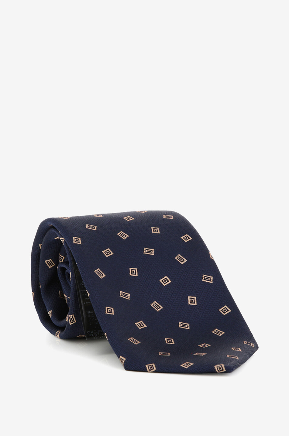 Chevron-textured silk tie with rectangle pattern