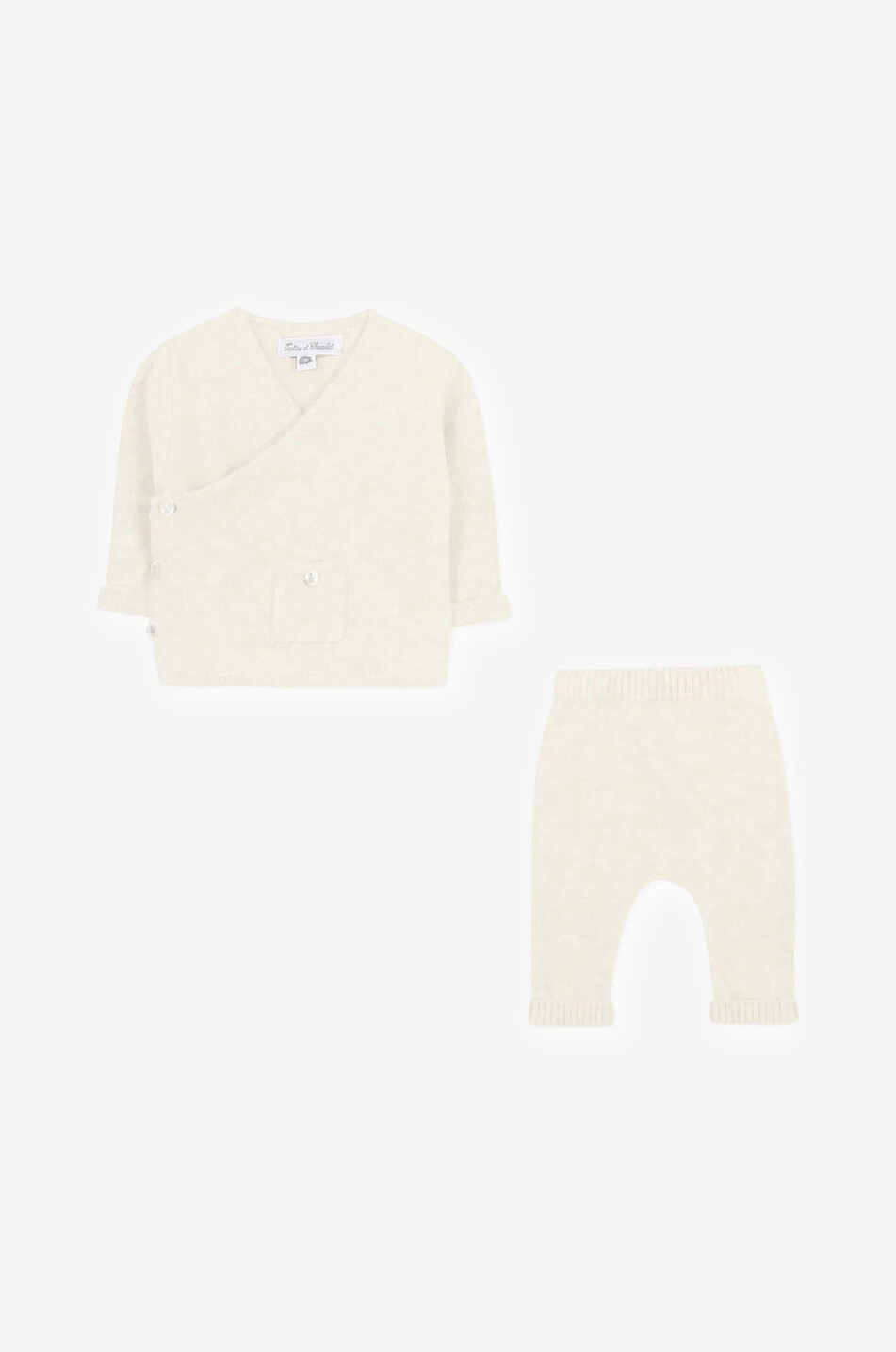 TARTINE ET CHOCOLAT Baby wool trousers and wrap cardigan Baby WHITE 2