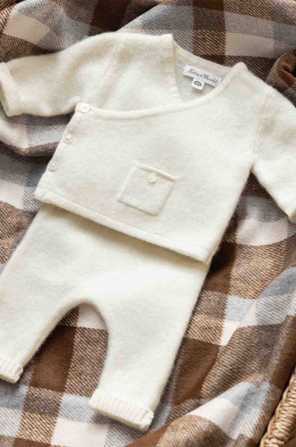 TARTINE ET CHOCOLAT Baby wool trousers and wrap cardigan Baby WHITE 4