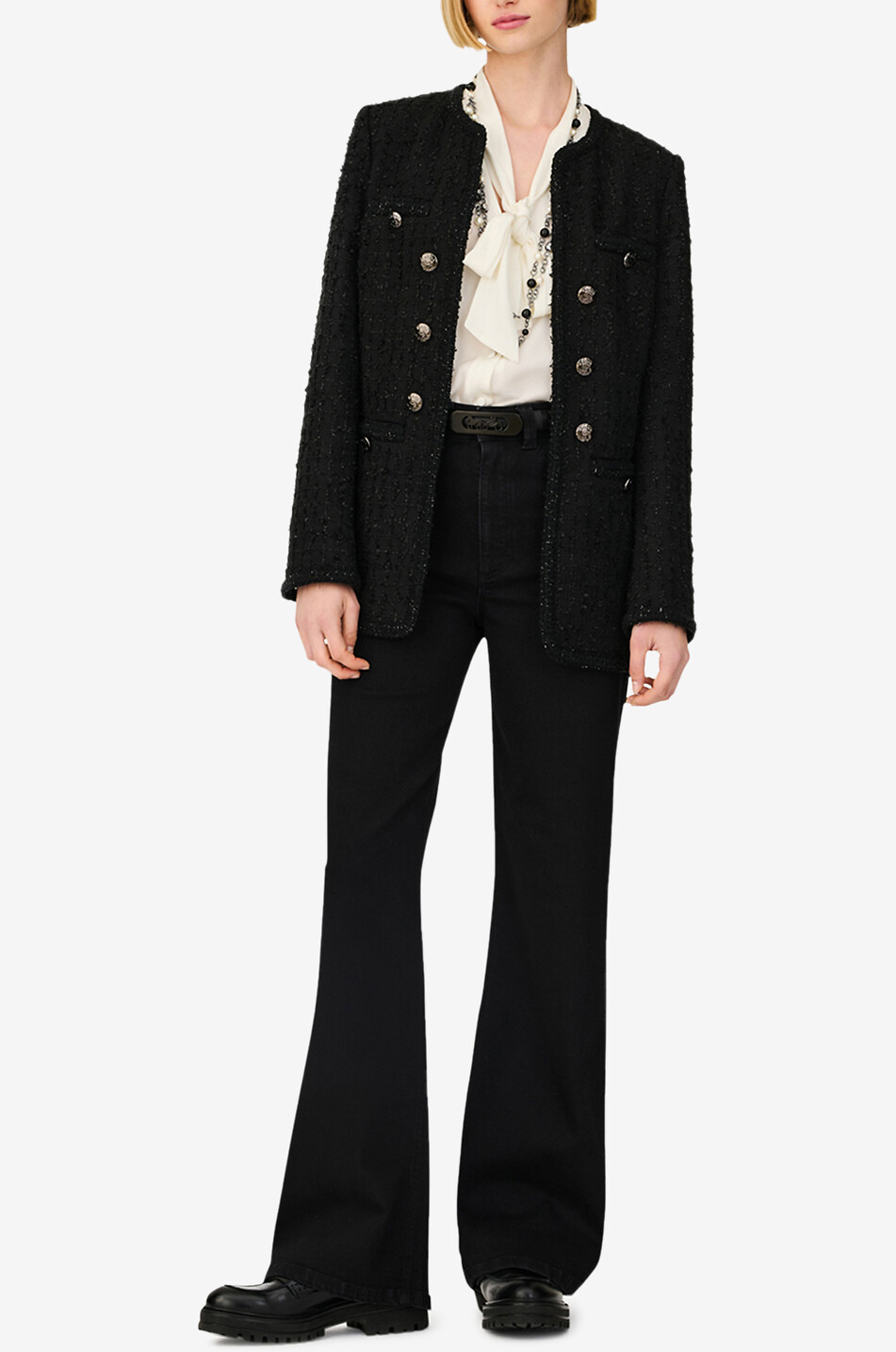 Veste longue en tweed à carreaux scintillants Melvil