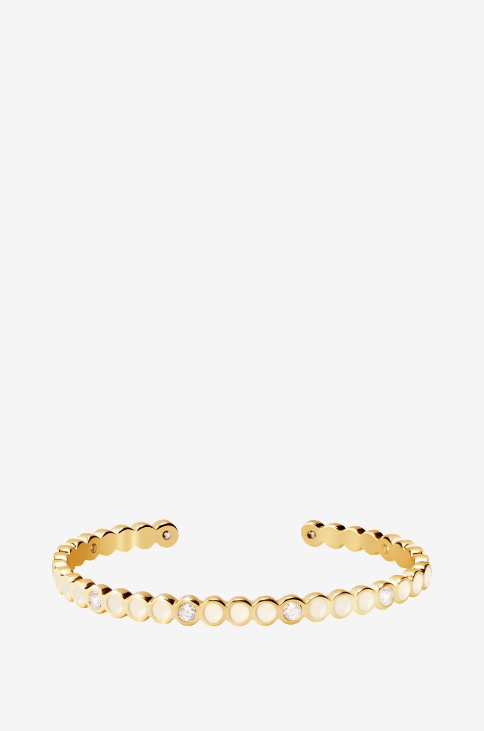Emaillierter Goldener Armreif mit Strass Lumi Blanc Sable - 44 mm
