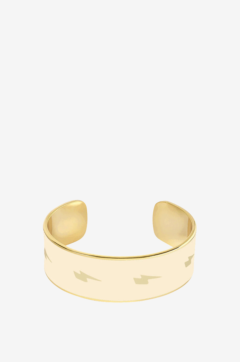 Breiter emaillierter Armreif Ziggy Blanc Sable - 2 cm