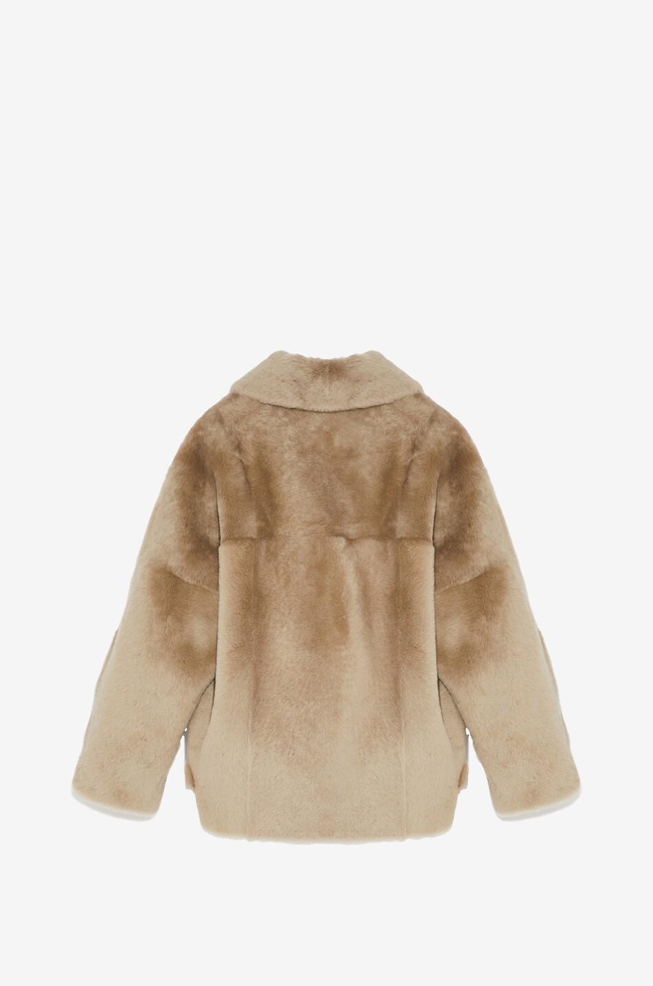 YVES SALOMON Veste boxy à boutonnage double en fourrure d'agneau Lacon Moon Femme BEIGE 2