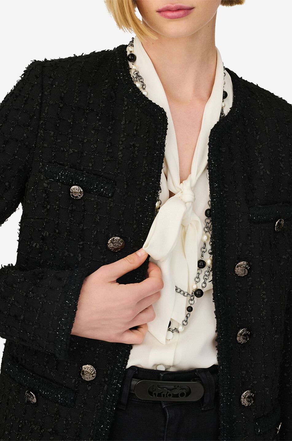 Veste longue en tweed à carreaux scintillants Melvil