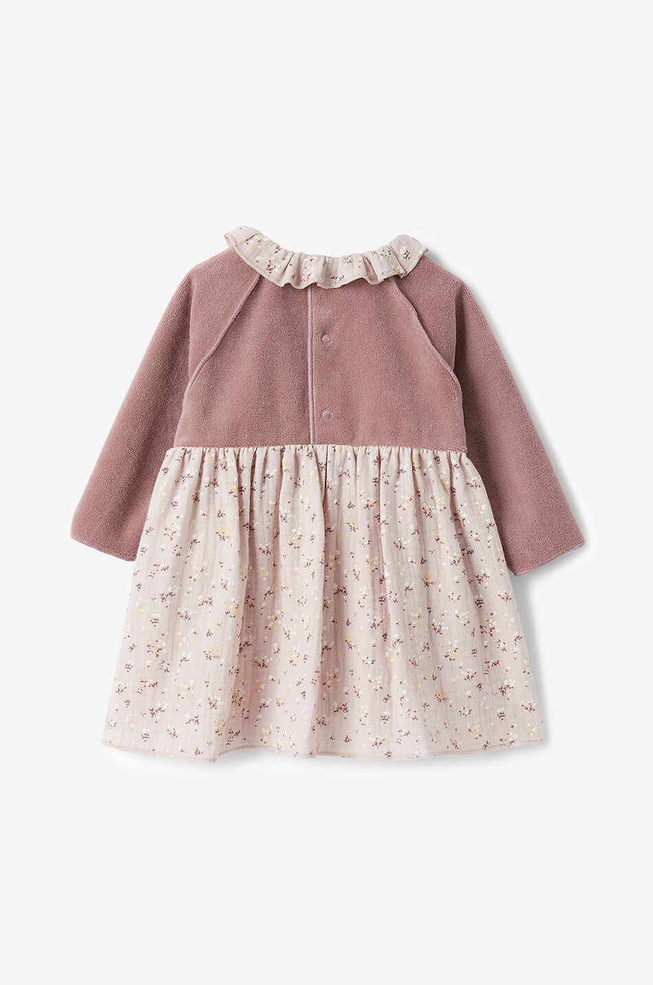 TEDDY & MINOU Babykleid aus geblümtem Gaze und Samt Baby ROSA 2