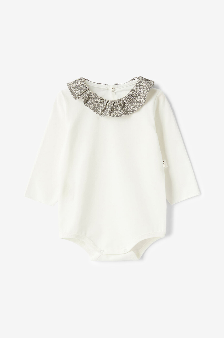 Langarm-Body für Babys aus Jersey mit geblümtem Kragen
