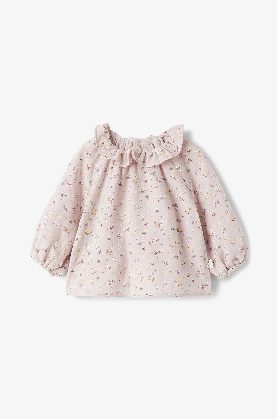 Geblümte Langarm-Babybluse aus Gaze