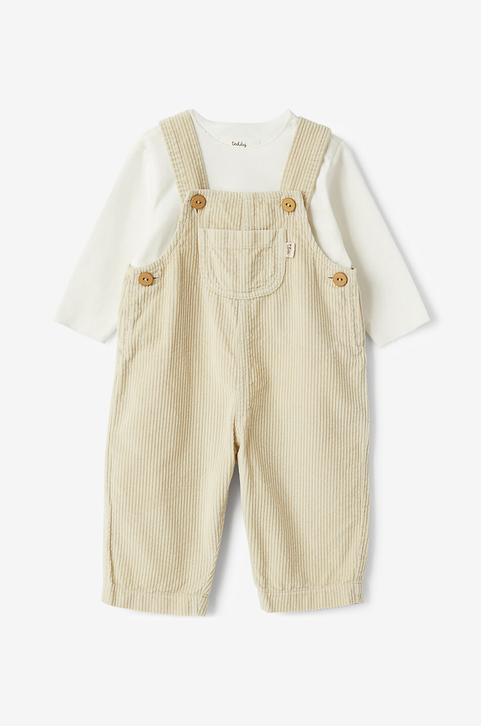 TEDDY & MINOU Cord-Latzhose und T-Shirt für Babys Baby BEIGE 1