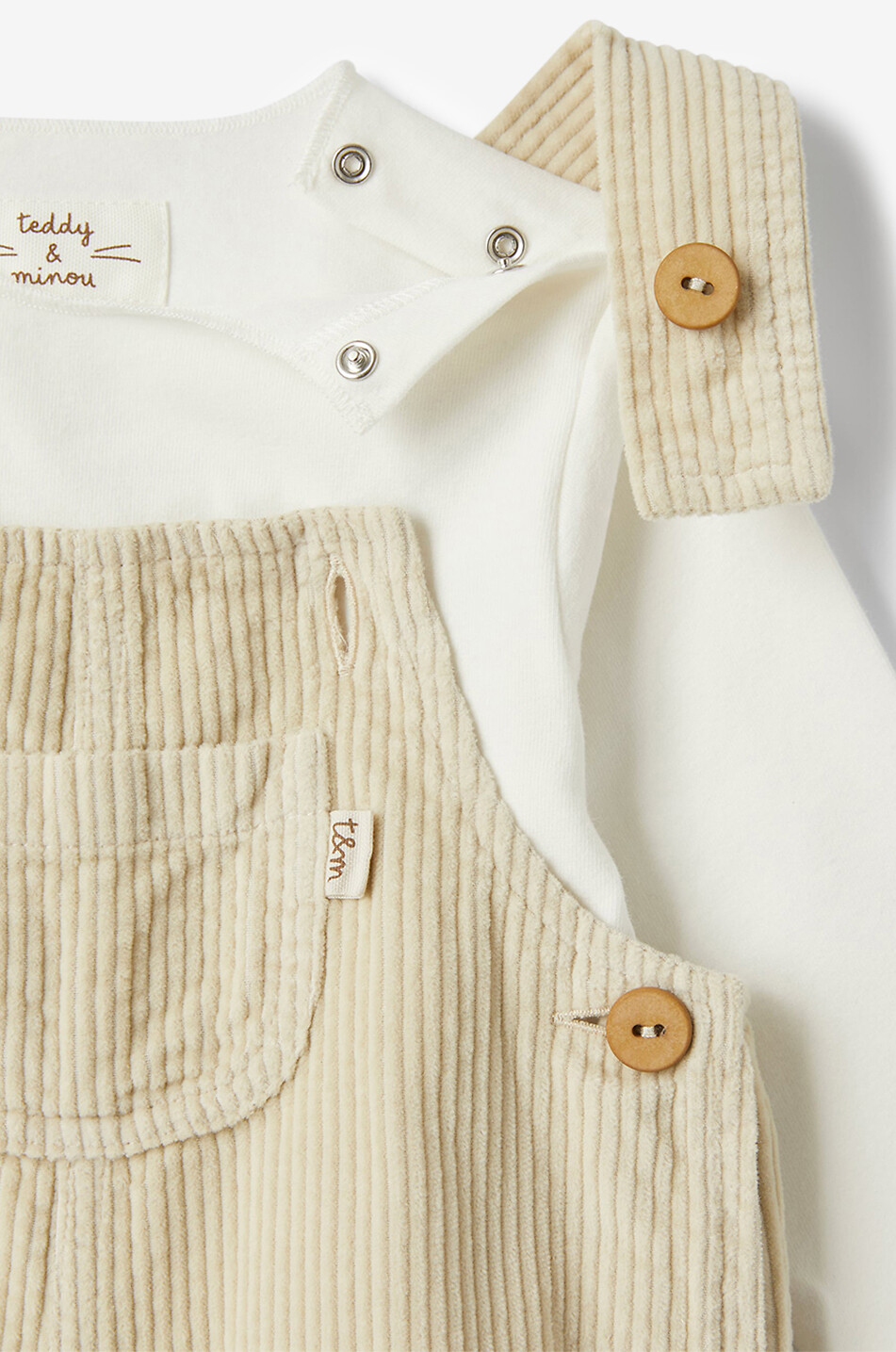 TEDDY & MINOU Cord-Latzhose und T-Shirt für Babys Baby BEIGE 3