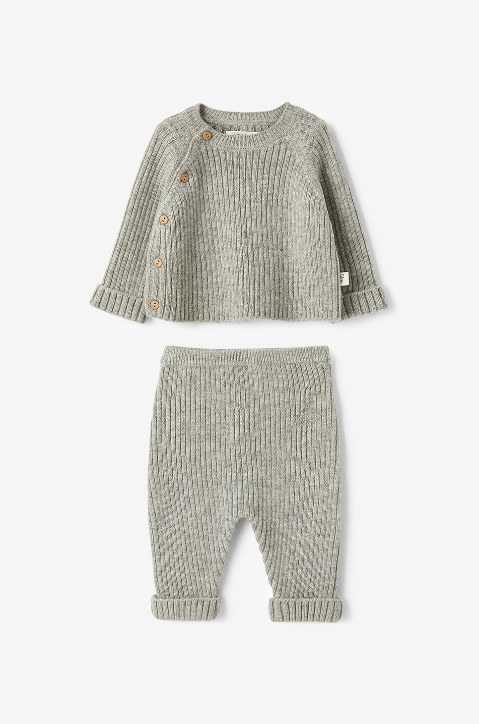 TEDDY & MINOU Jogging en maille côtelée de coton bébé Bébé GRIS 2