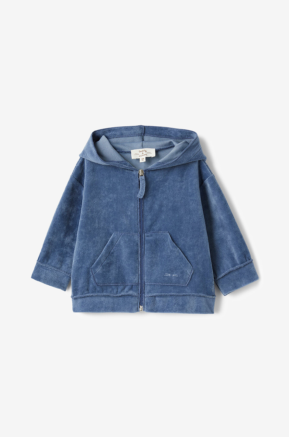Sweat-shirt zippé à capuche en velours bébé