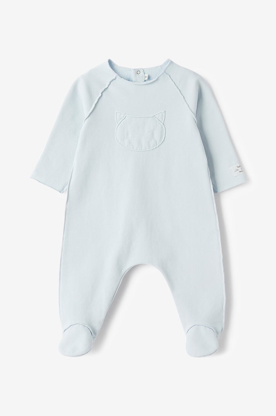 TEDDY & MINOU Pyjama en molleton à patch chaton bébé Bébé BLEU CLAIR 1
