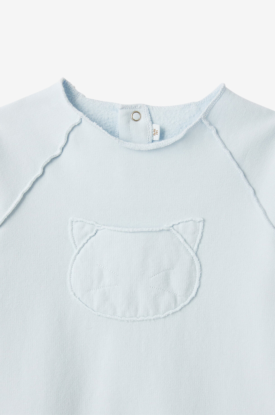 TEDDY & MINOU Kitten patch adorned baby sweat all-in-one Baby LIGHT BLUE 3