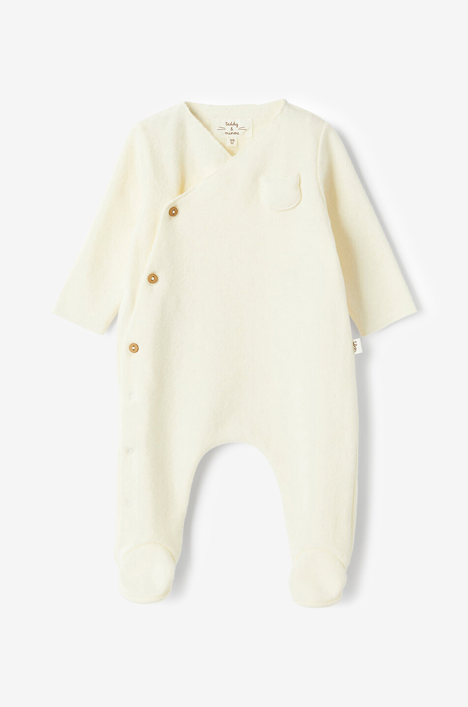 TEDDY & MINOU Kitten patch adorned baby velvet all-in-one Baby WHITE 1