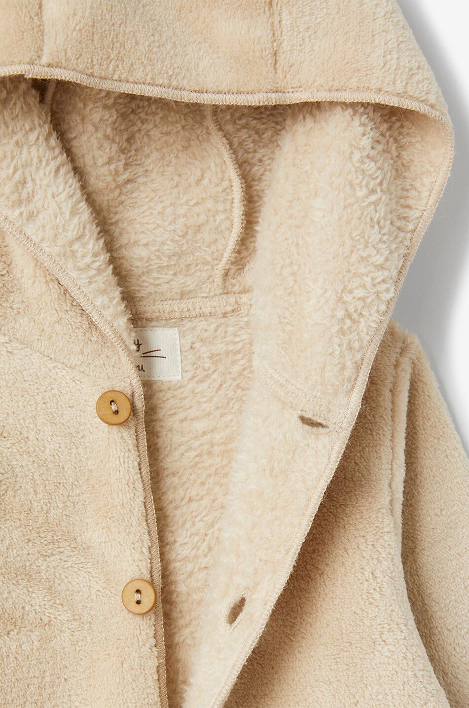 TEDDY & MINOU Baby-Anzug aus Plüsch mit Kapuze mit Öhrchen Baby BEIGE 3