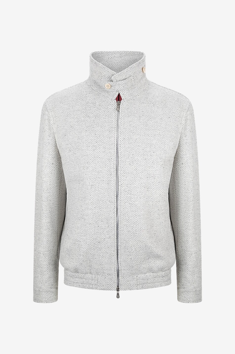 BRUNELLO CUCINELLI Wool and cashmere herringbone bomber jacket Men LIGHT GREY 1