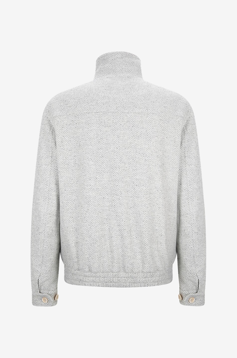 BRUNELLO CUCINELLI Wool and cashmere herringbone bomber jacket Men LIGHT GREY 2