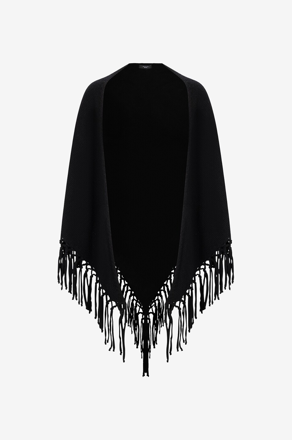 WEEKEND MAX MARA Tornado triangular virgin wool knit shawl Women BLACK 1