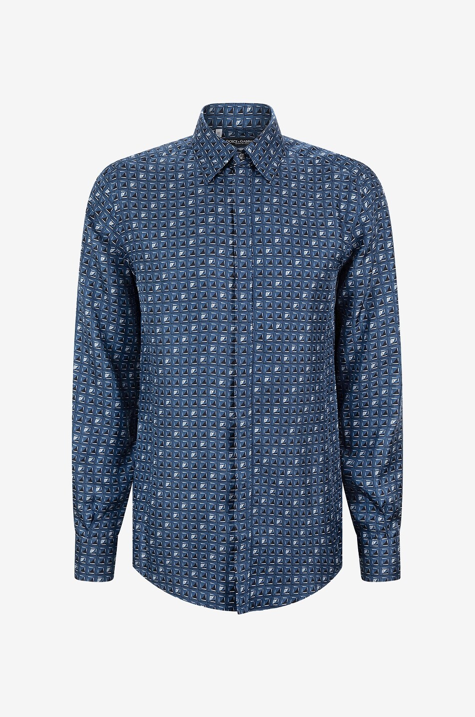 DOLCE & GABBANA Seidentwillhemd mit Krawattenprint Martini Herren BLAU 1
