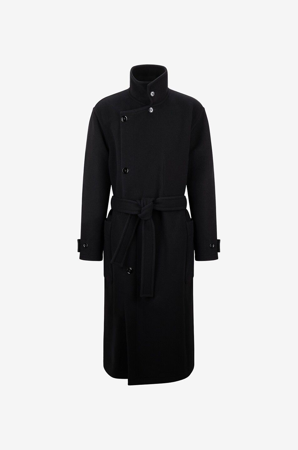 Enveloppant double-face wool double-breasted oversize coat