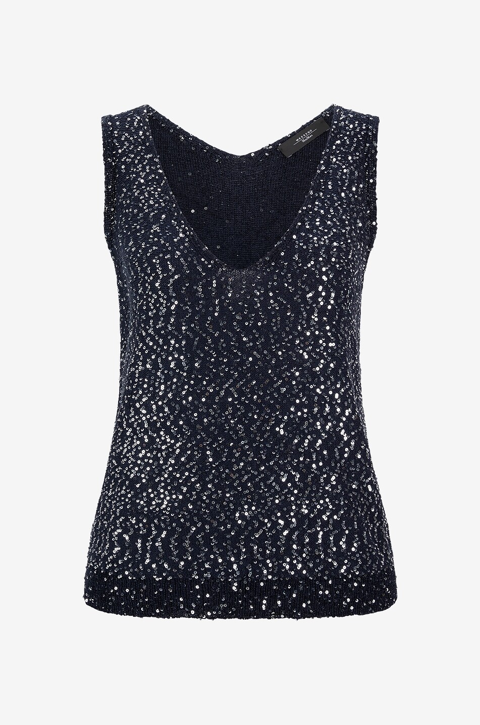WEEKEND MAX MARA Top sans manches en maille à sequins Narva Femme BLEU FONCE 1