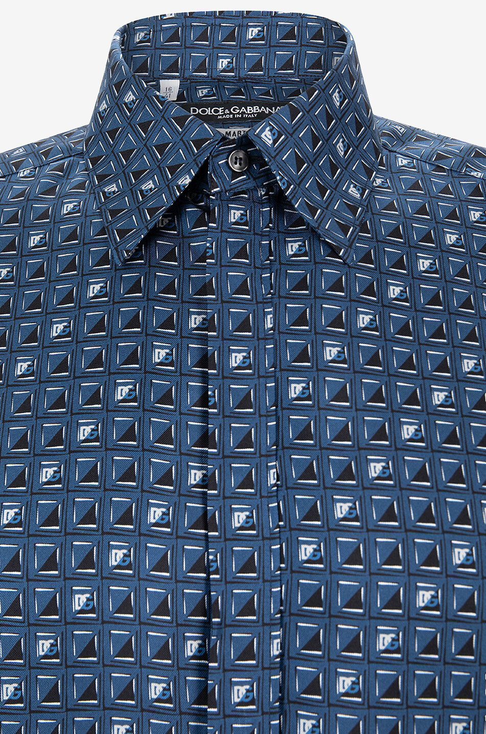 DOLCE & GABBANA Seidentwillhemd mit Krawattenprint Martini Herren BLAU 3