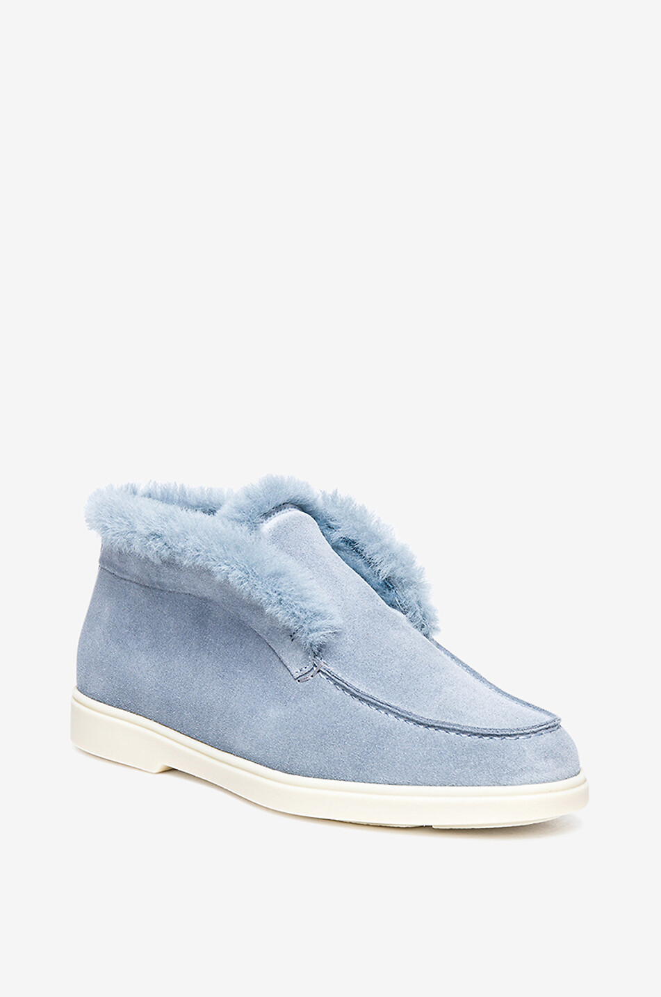 Suede and shearling desert boots