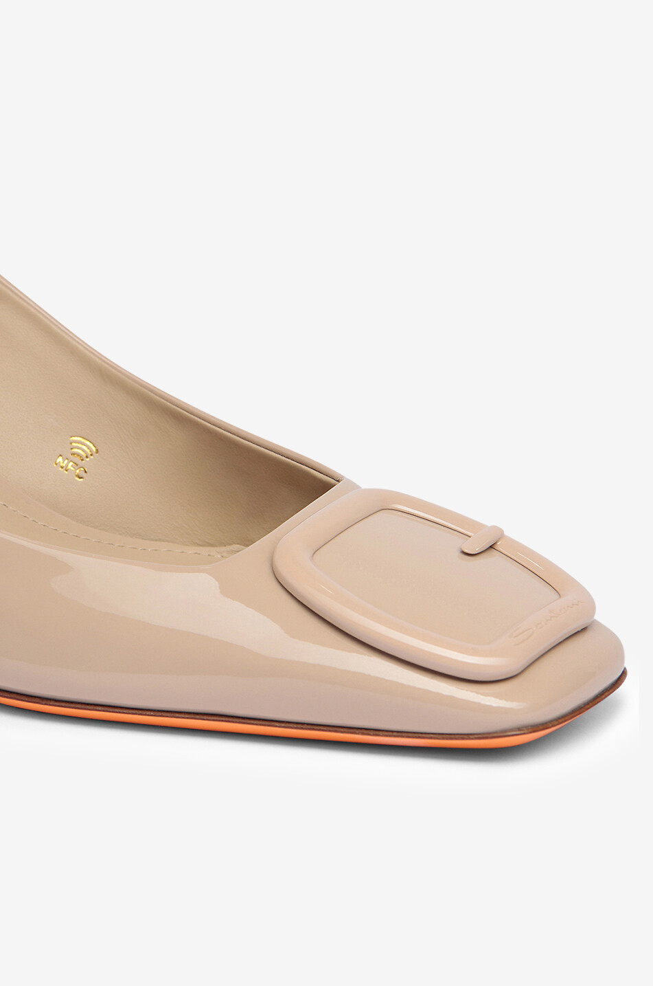 SANTONI Slingback-Pumps aus Lackleder mit Blockabsatz und Schnalle 50 Damen ROSA 6
