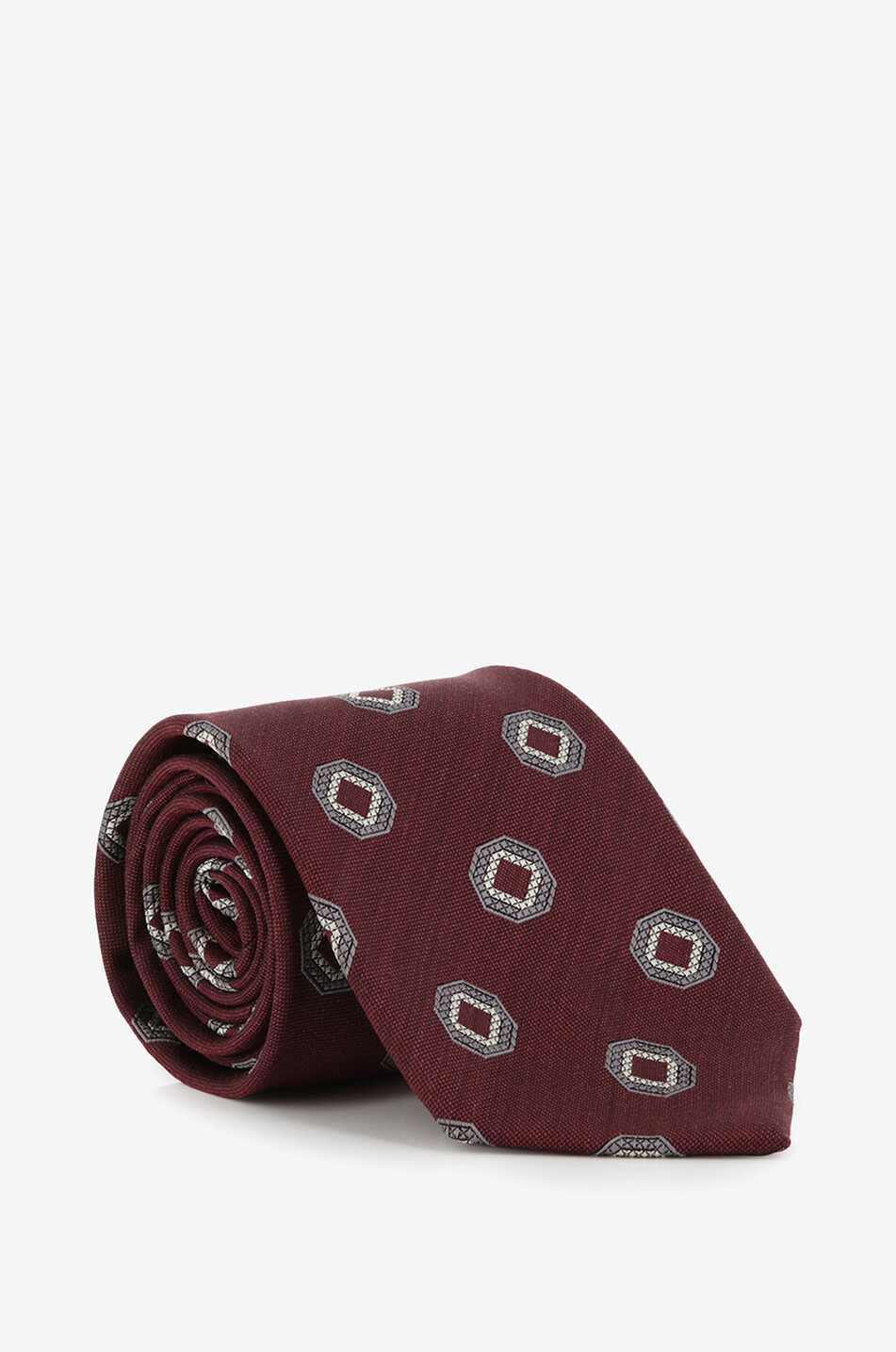 BIGI CRAVATTE Krawatte aus Seide mit Geomotiven Taro Herren DUNKELROT 1