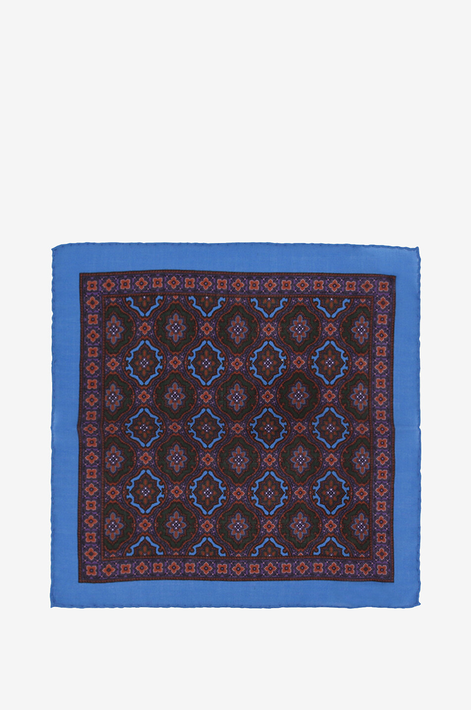 BIGI CRAVATTE Wool and silk pocket square with floral patterns Men LIGHT BLUE 1