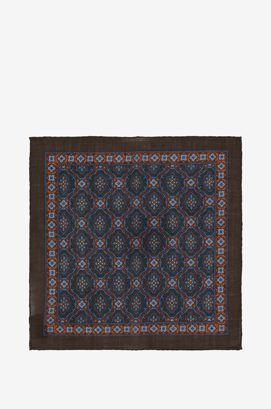 BIGI CRAVATTE Wool and silk pocket square with floral patterns Men DARK KHAKI 1